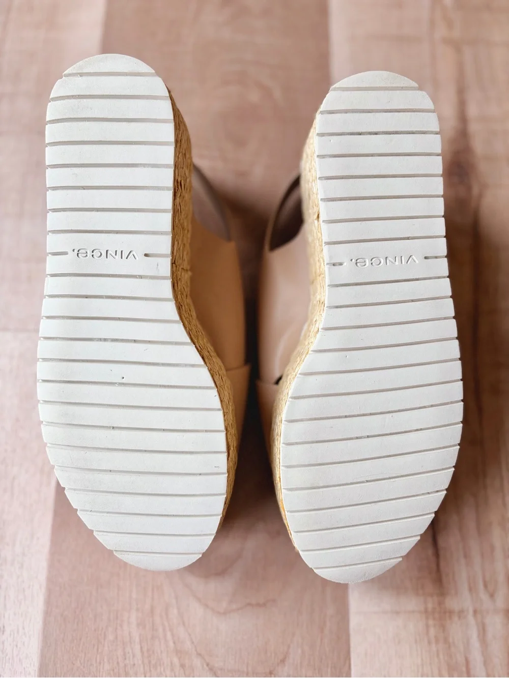 Vince Jesson Platform Espadrille Sandals in Light Beige Genuine Leather